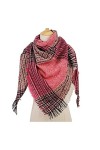 écharpe Femmes à Carreaux Tricoter écharpe Hiver Cashmere Pashmina Femme Triangle Chaud Triangle Foulards Couverture Châles B