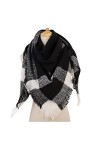 écharpe Femmes à Carreaux Tricoter écharpe Hiver Cashmere Pashmina Femme Triangle Chaud Triangle Foulards Couverture Châles B