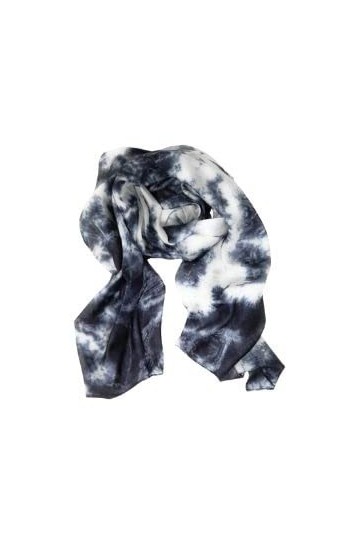 Écharpe 100 % soie marbrée gris foncé pour femme, gris