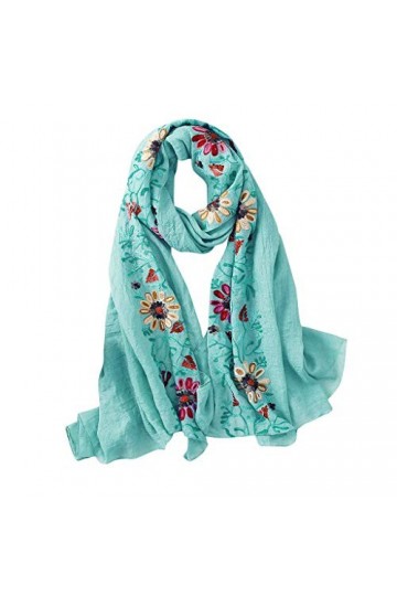 UTHTY Écharpe Chaude dhiver Écharpe de Cheveux for Femme Écharpe for Femme Broderie Pashmina Coton Châles Floral Bandana Fou