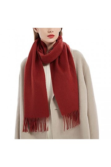 Écharpe dhiver longue pour femme en laine chaude style britannique avec pompons, Couleur-6, L