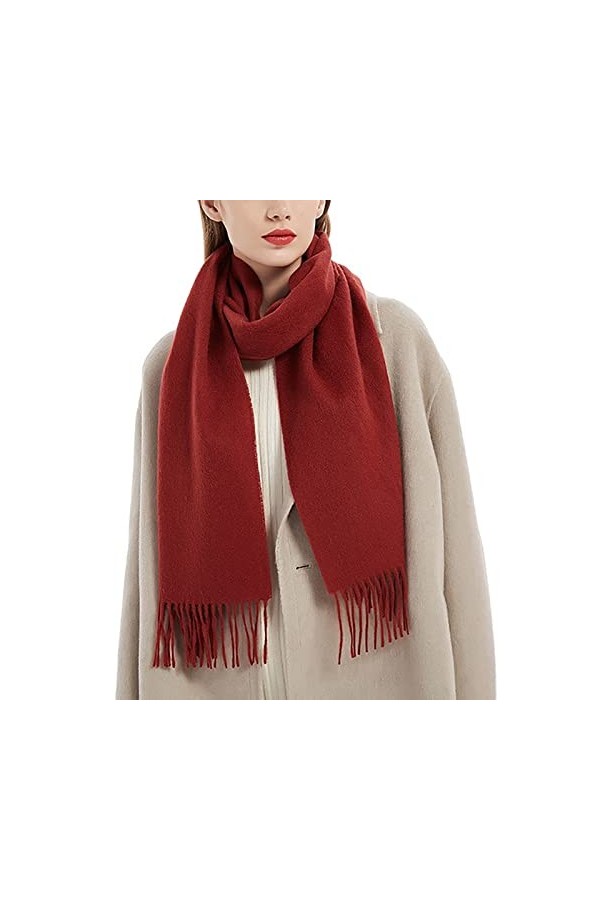 Écharpe dhiver longue pour femme en laine chaude style britannique avec pompons, Couleur-6, L