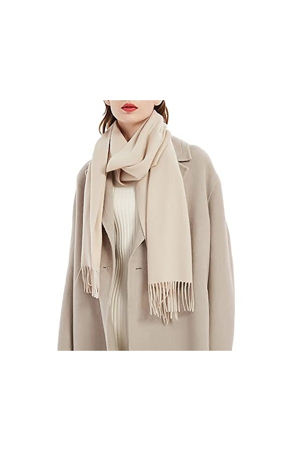 Écharpe dhiver longue pour femme en laine chaude style britannique avec pompons, Couleur-6, L