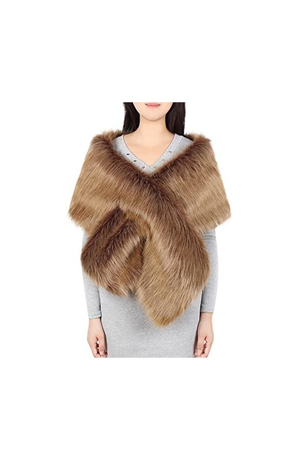 Générique Écharpe Lens en fausse peluche pour femme Écharpe De Extensible D, One Size 