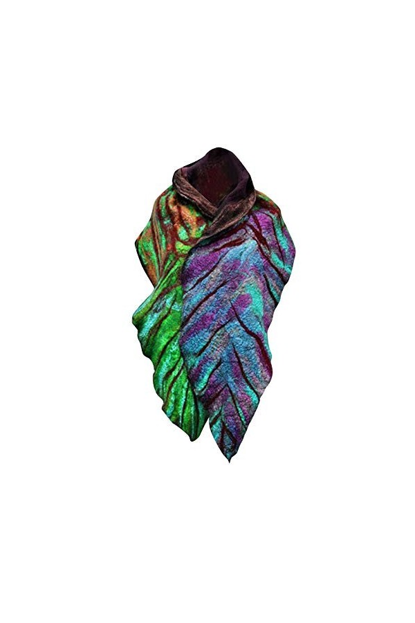 Grande écharpe dhiver décontractée pour femme - 1 pièce - Motif feuilles - Douce - Chaude - Écharpe de commode, Multicolore.