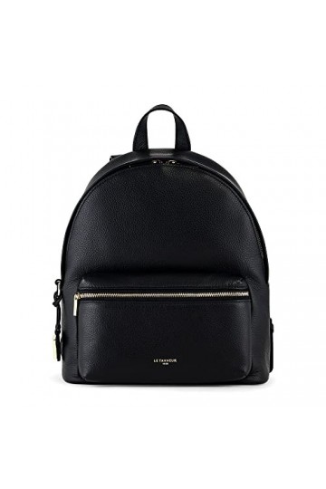 Le Tanneur, petit sac à dos, en cuir grainé, gisèle, femme, 2 poches plates, poche zippée, poche plate, poche zippée avant, f