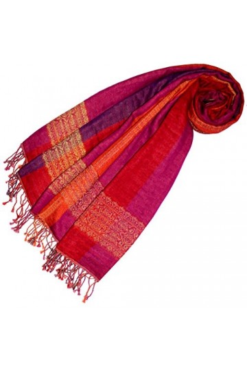 LORENZO CANA Pashmina de 90% Cotton et 10% Laine pour la femme – écharpe avec de laine merino - 70 cm x 180 cm - très coloré 