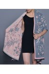GFM Écharpe pashmina Motif floral Frlshl-1-bh-Gris-sensation Cachemire