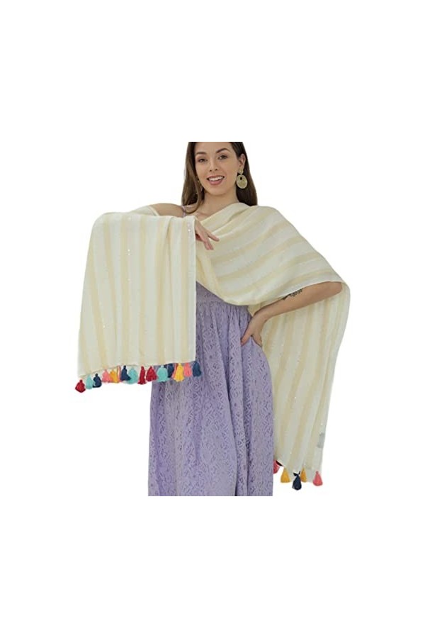 NODUM Pashmina Modèle POMMERY. Style contemporain. Fabriqué en Inde. 100% Viscose. Beaucoup de tombant et de mouvement. Doux 