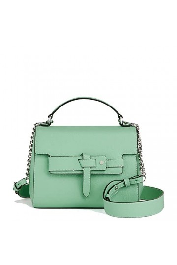 Le Tanneur, Sac à Main Moyen modèle, en Cuir de Vachette Grain croisé, Sabrina, Femme, Poche Centrale zippée, Poche Plate arr