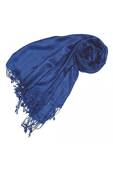 Lorenzo Cana Foulard pour femme Pashmina de haute qualité tissé jacquard Motif cachemire 60 x 200 cm Viscose Bleu harmonieux
