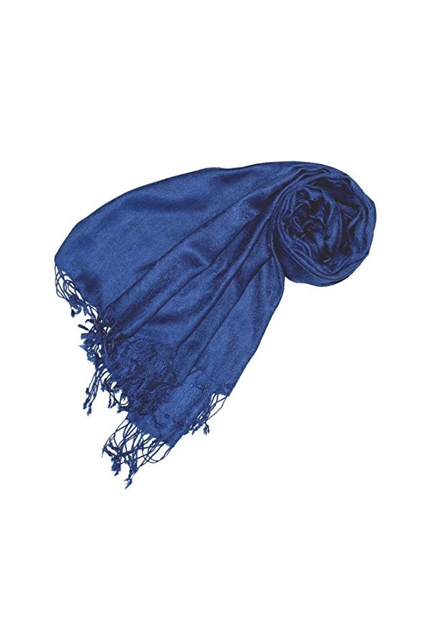 Lorenzo Cana Foulard pour femme Pashmina de haute qualité tissé jacquard Motif cachemire 60 x 200 cm Viscose Bleu harmonieux