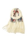Écharpes en cachemire brodées for femmes, Pashmina de fleurs dhiver for femmes, châle chaud dhiver, glands, écharpes Vintag
