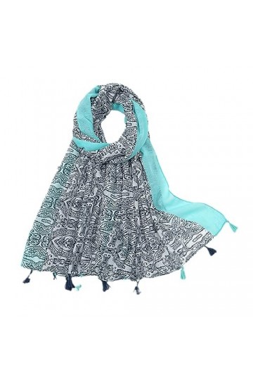 Écharpe Châle En Viscose À Pompon Mince Pour Femmes Foulard Wrap Pashmina Hijab Musulman