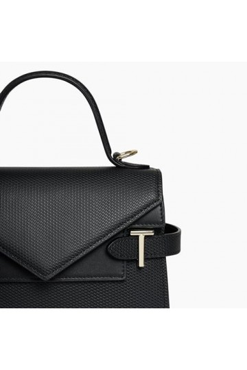 Le Tanneur petit sac à main double rabat emilie en cuir signature t