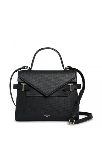 Le Tanneur sac à main double rabat moyen modèle emilie en cuir signature t