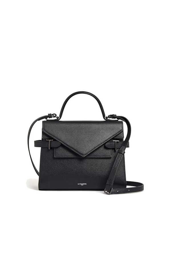 Le Tanneur sac à main double rabat moyen modèle emilie en cuir grainé