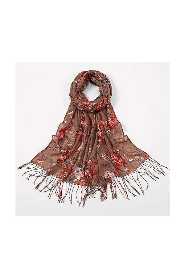 MORYEN Mode Printemps Hijab Musulman, Lady Wrap Pashmina frangé écharpe rétro Floral Gland Viscose châle écharpe écharpes Fou