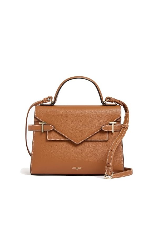 Le Tanneur sac à main double rabat moyen modèle emilie en cuir grainé