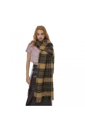 nanplus Pashmina Écharpe Femme Écharpe en Laine Hiver Couleur Contraste à Carreaux Écharpe dhiver Douce et Chaude Écharpe Fe