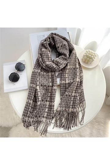 XKUN Écharpe Femme Écharpe À Carreaux Hiver Chaud Cachemire Femmes Longs Pashmina Foulards Foulards Foulards Dame Tasselle Ch