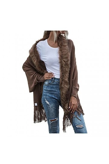 Cape châle en pashmina doux pour femme - Étole - Pull - Toucher cachemire - Châles et écharpes pour femmes, 7 kaki, L