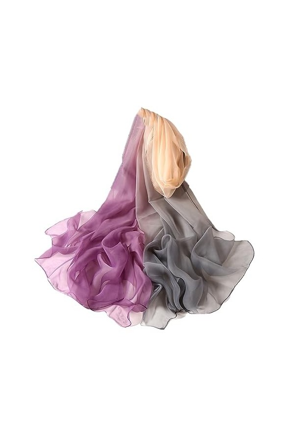Écharpe tendance en soie solide pour femme - Bandana respirant - Pashmina - Hijab, 5, taille unique