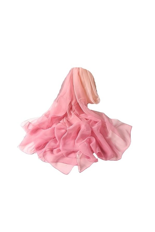 Écharpe tendance en soie solide pour femme - Bandana respirant - Pashmina - Hijab, 5, taille unique