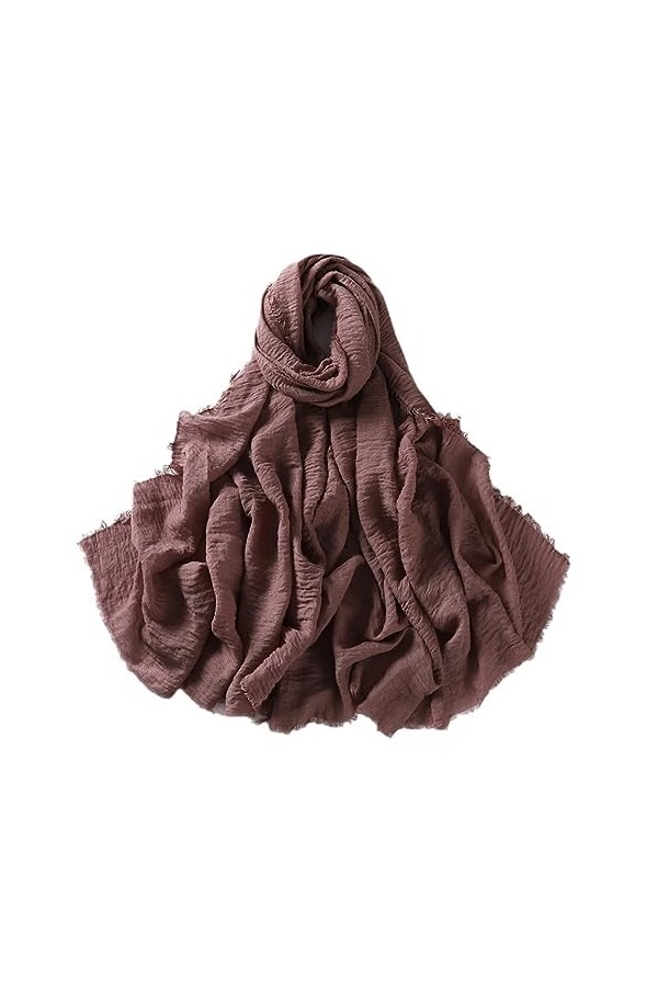 Écharpe Hijab En Viscose De Coton À Franges Unisexe Wraps Et Châles Pashmina Bandeau Turban