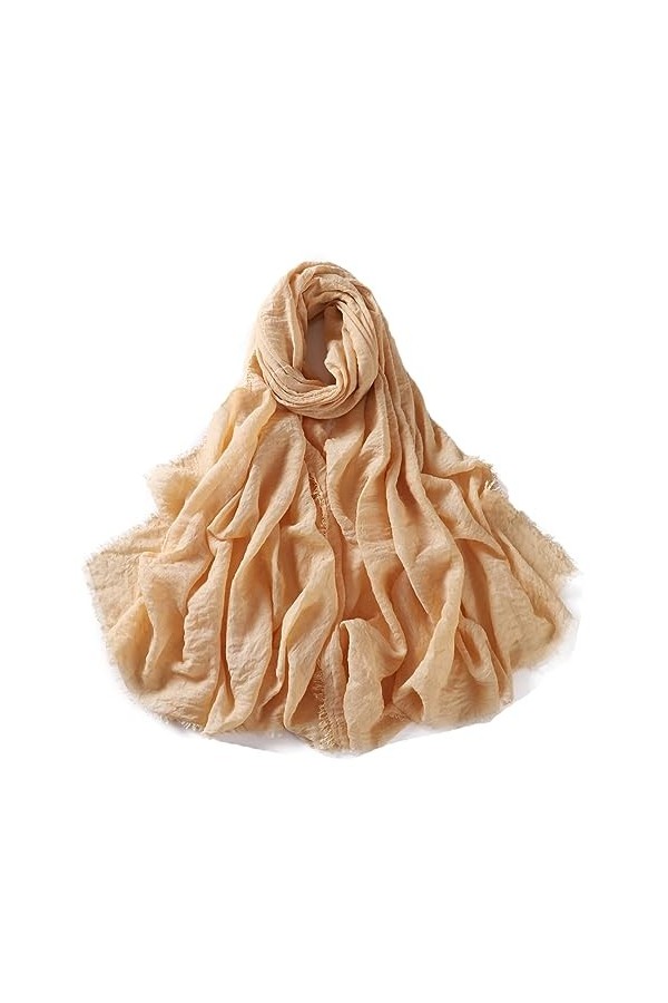 Écharpe Hijab En Viscose De Coton À Franges Unisexe Wraps Et Châles Pashmina Bandeau Turban