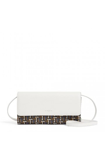 Le Tanneur, Pochette à Rabat à bandoulière, Porte Cartes, en Toile Monogramme et Cuir grainé, Emilie, Femme, 2 Poches Plates,