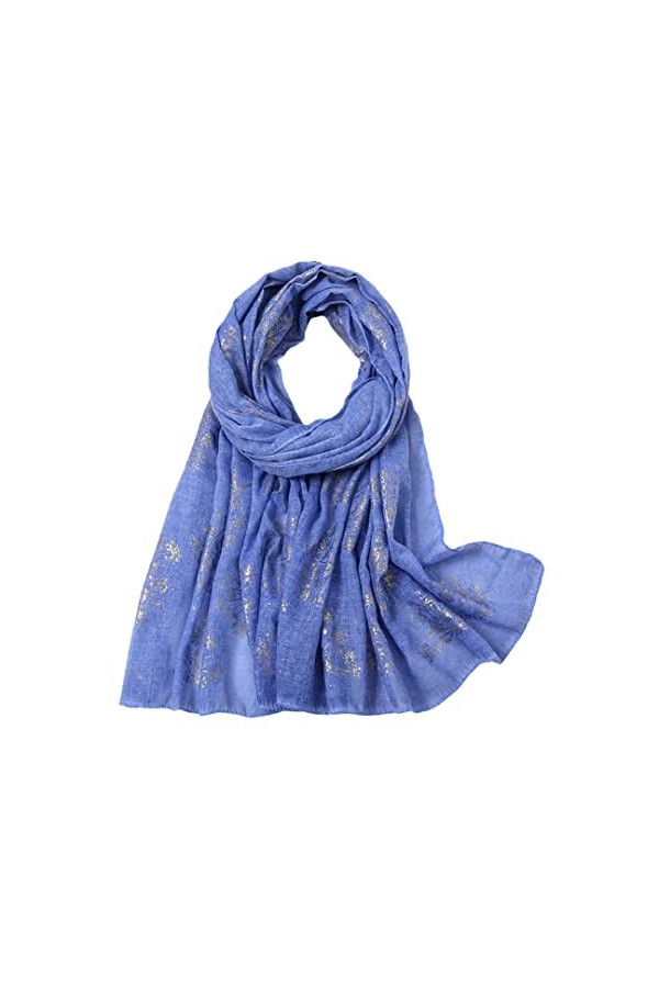 Écharpe Châle En Viscose Florale Dorée Bronzant Tête Douce Enveloppe Pashmina Étole Hijab Musulman