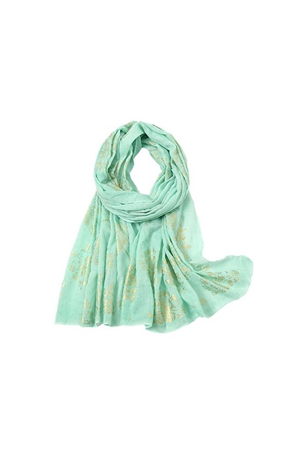 Écharpe Châle En Viscose Florale Dorée Bronzant Tête Douce Enveloppe Pashmina Étole Hijab Musulman