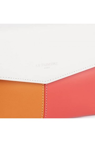 Le Tanneur, pochette enveloppe moyen modèle, porte papiers, en cuir lisse tricolore, charlotte,femme,2 poches plates, poche p