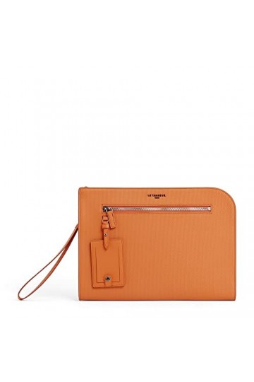 Le Tanneur, pochette a4, housse ordinateur 13 pouces, en cuir, émile, femme, homme, 2 poches plates, poche zippée avant, drag