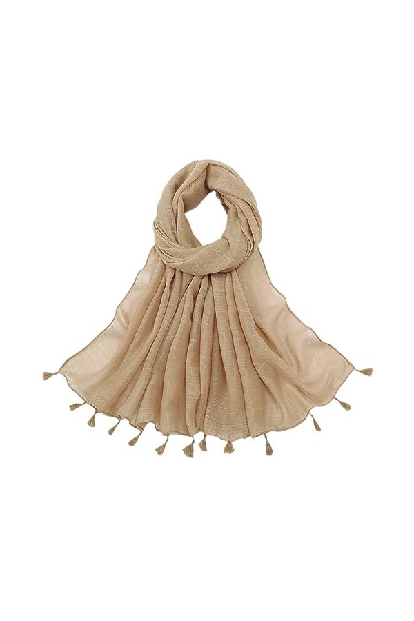 Écharpe Châle En Viscose En Coton À Pompon Uni Lady Solid Wrap Pashmina Stole Hijab Musulman
