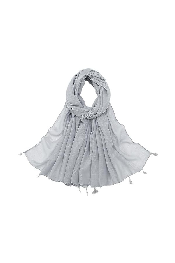 Écharpe Châle En Viscose En Coton À Pompon Uni Lady Solid Wrap Pashmina Stole Hijab Musulman