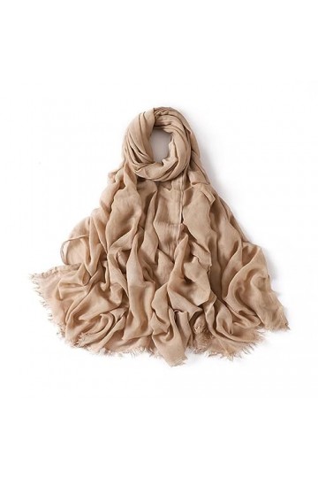 Écharpe Hijab En Coton Viscose À Franges Unies Wraps Et Châles Pashmina Musulman Bandeau Turban Islamique