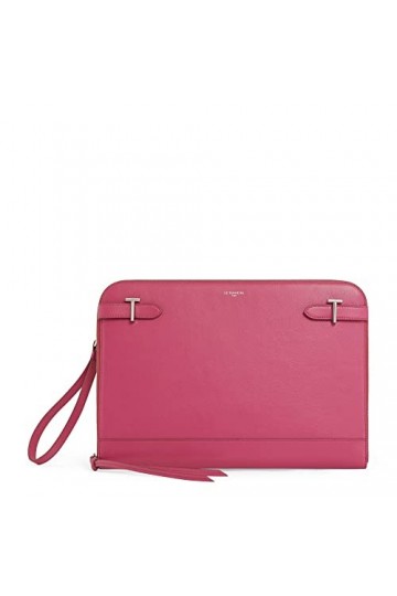 Le Tanneur, pochette ordinateur 14", housse ordinateur portable, en cuir lisse, laura, femme, 2 poches plates, bandoulière am