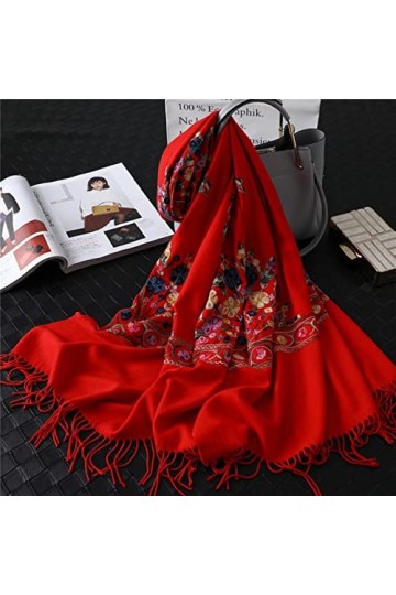 XKUN Écharpe Femme Femmes Écharpe Broderie dhiver Cachèdes Cachèdes Cadves Lady Châles Et Wraps Couverture Féminine Pashmina