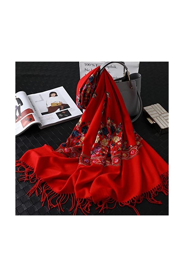 XKUN Écharpe Femme Femmes Écharpe Broderie dhiver Cachèdes Cachèdes Cadves Lady Châles Et Wraps Couverture Féminine Pashmina