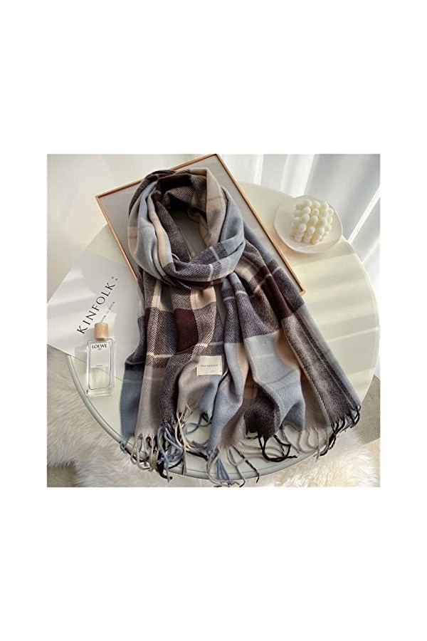 Écharpe et Chale Écharpe Hiver Plaid Design Femmes Cachemire Pashmina Chaud Châle Ladelle Envelopper Tassel Foulards Tricotés