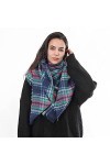 RFEGEF Femme Écharpe Pashmina,Dames Écharpes Et Châles Doux Mode Bleu Marine Couture Rouge Couleur Plaid Gland Court Longs Éc