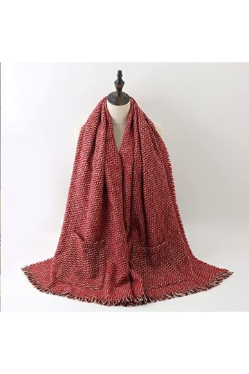HGJH Echarpe Femme,Écharpe Tartan pour Femme Cashmere Feel Warm Pashmina Châle Plaid avec Poche Twill Rouge Wrap Écharpe Wint