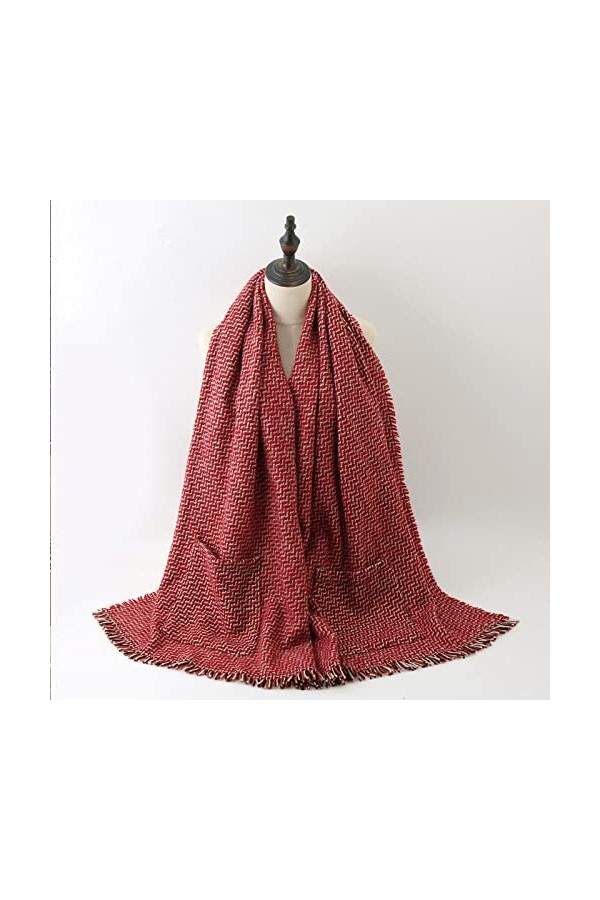 HGJH Echarpe Femme,Écharpe Tartan pour Femme Cashmere Feel Warm Pashmina Châle Plaid avec Poche Twill Rouge Wrap Écharpe Wint