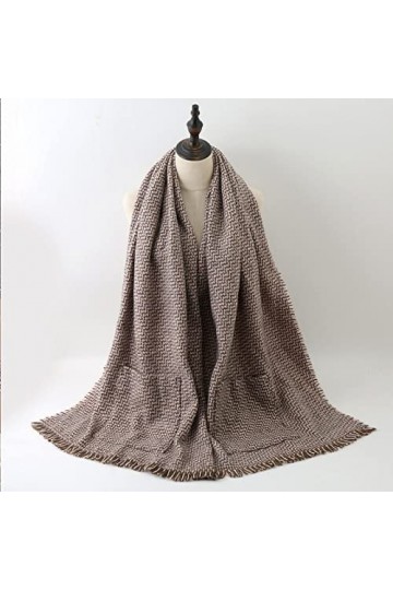 HGJH Echarpe Tube Femme Hiver,Écharpe Tartan pour Femme Cashmere Feel Warm Pashmina Châle Plaid avec Poche Twill Beige Wrap É