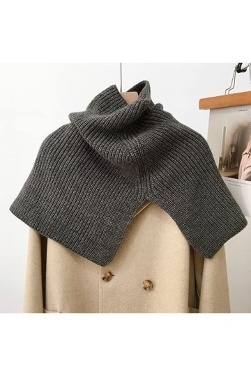 TOBILE Écharpe Femmes Couleur Solide Pulloir À Collier Tricoté Automne Et Châne De Châle Chaude du Cou en Tricot-Gray,One Siz