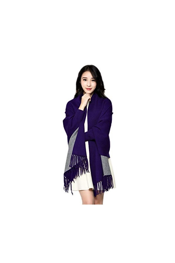 UKKD Châles Femme Châle À Manches Longues Cashmere Châle À Manches Longues Automne Et Hiver Épaissie Chaud Solid Tassel Cloak