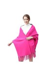 UKKD Châles Femme Châle À Manches Longues Cashmere Châle À Manches Longues Automne Et Hiver Épaissie Chaud Solid Tassel Cloak