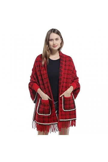 WUJNANG Écharpe avec Poches Châle Wrap pour Femmes Long Grand Chaud Épais Réversible Écharpes Cadeau,A-70X200CM